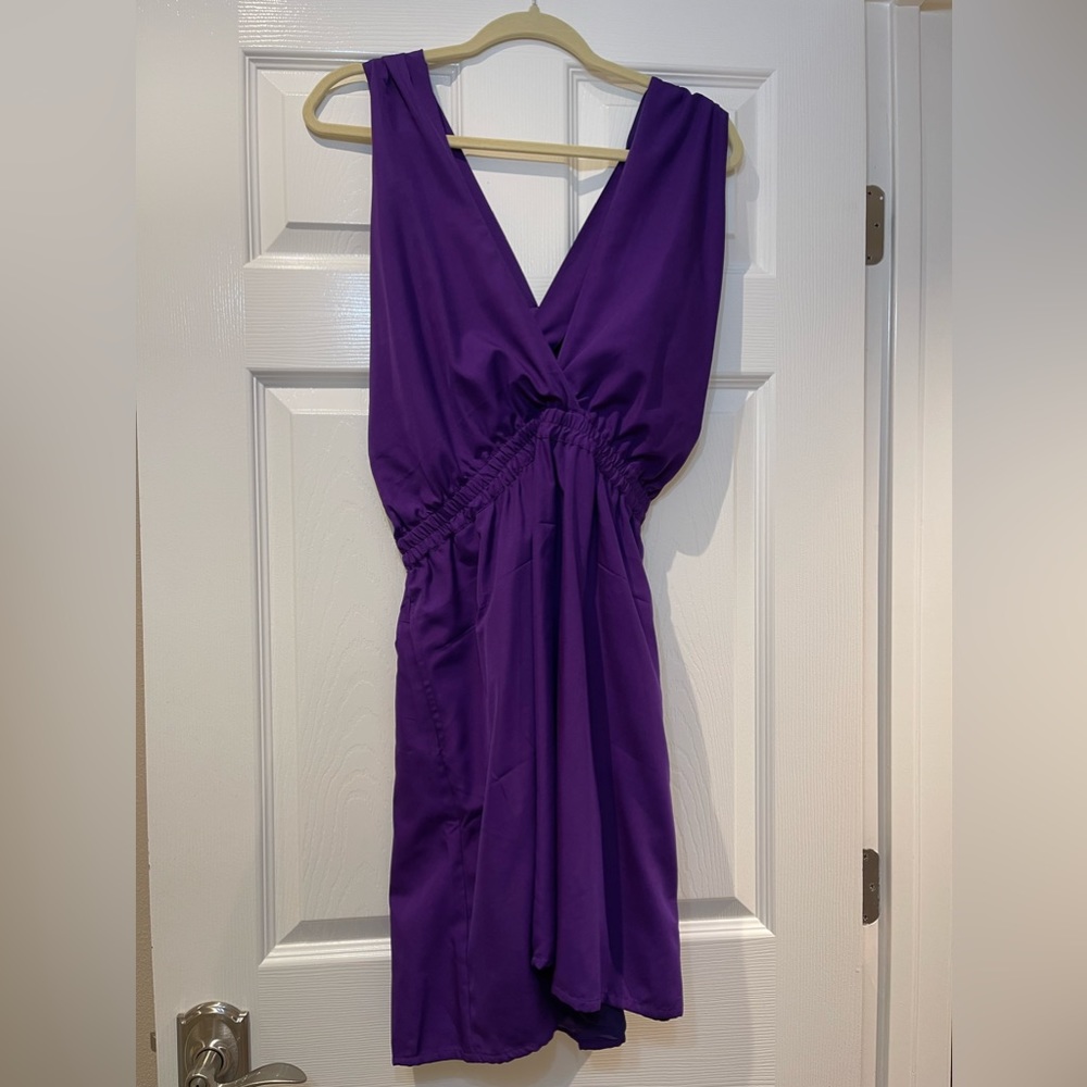 Alex and Alex Purple Cross Back Mini Dress